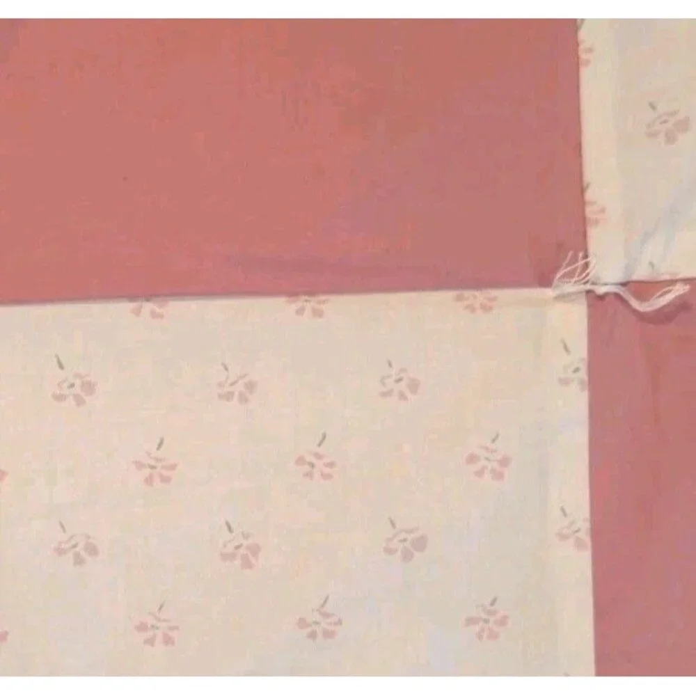 Lap Quilt Top Handmade Wall Hanging, Lap Throw, Table Throw Pink 67X45in Cottage